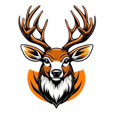 Striking deer head logo conveying strength and grace, ideal for branding related to wildlife, hunting, or outdoor adventuresの素材