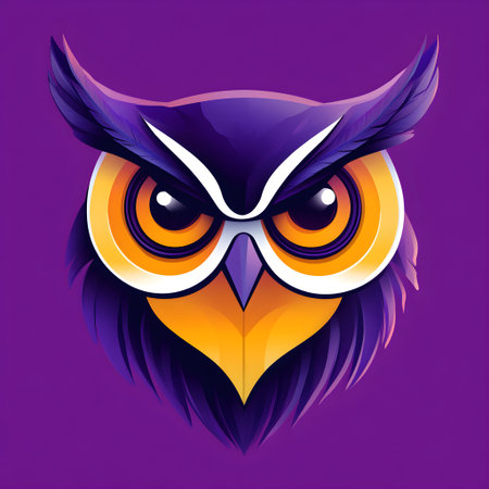 Striking illustration of an owl showcasing vibrant colors and powerful gaze, creating a captivating visualの素材