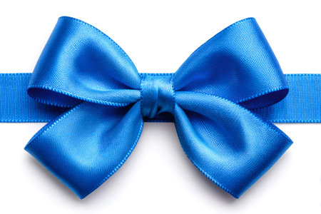 Elegant blue ribbon bow adding a touch of sophistication to gifts and celebrationsの素材