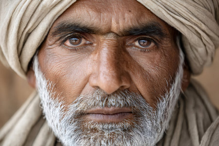 Elderly man with a wisdom filled expression portraying age and experienceの素材