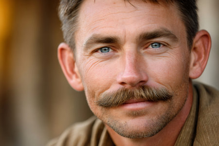 Caucasian man smiling, showing confidence and masculine charmの素材