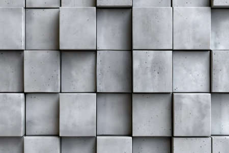 Concrete cubes forming a repeating pattern with textured gray surfaces and shadowsの素材