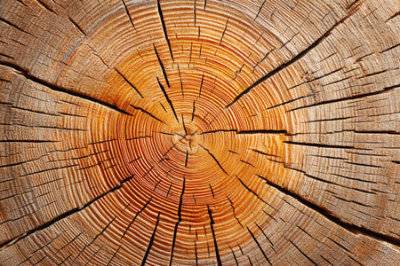 Tree log visualizing natural wood texture and growth annual ringsの素材