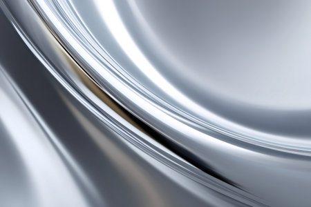 Abstract flowing liquid metal creating smooth, shiny, and reflective chrome wavesの素材