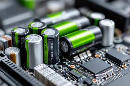 Electronic circuit board detailing server and computer hardware componentsの素材