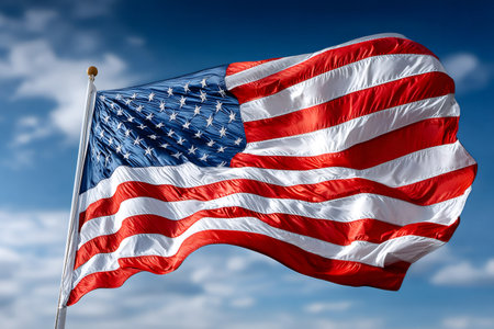 United States flag representing patriotism, freedom, and national prideの素材