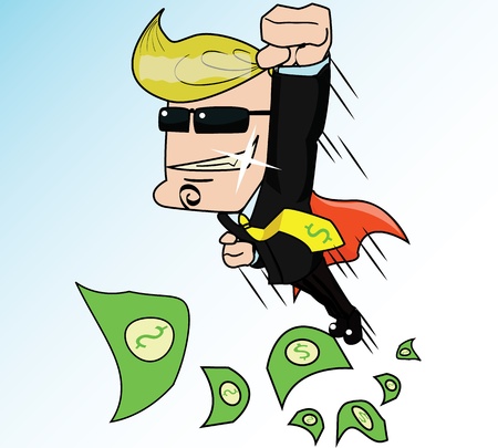 Super Business Man is a cartoon vector concept about business man to be success , or to be number oneのイラスト素材
