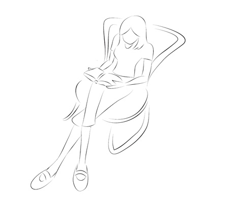 A reading girlのイラスト素材