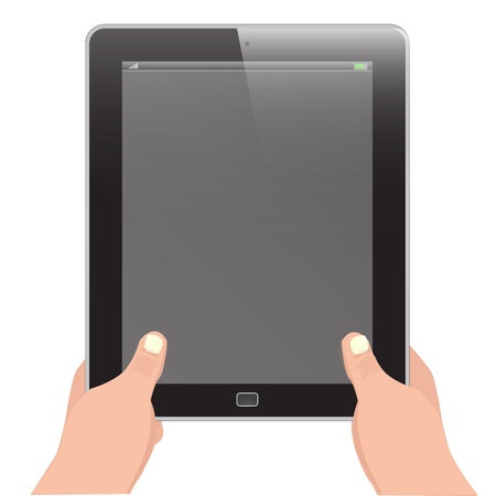 Tablet with hand holding のイラスト素材