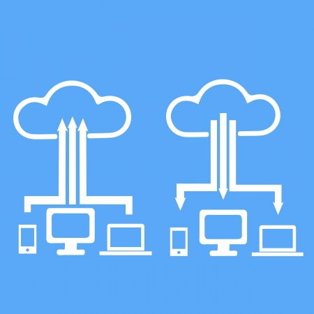 cloud storage with different communication devices graphic のイラスト素材