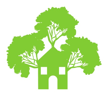 Green House tree concept graphic のイラスト素材