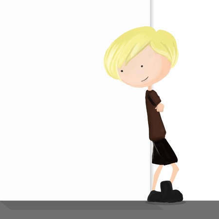 Children and blank wall backgroundのイラスト素材