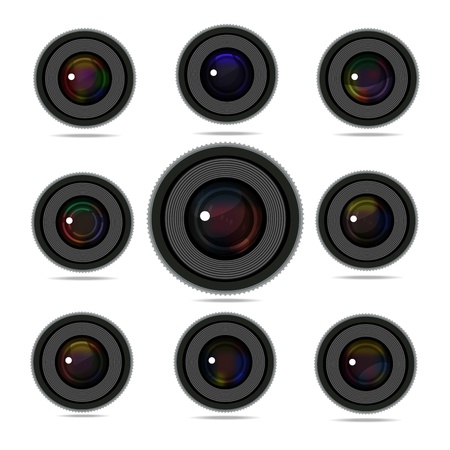Icon for camera lens. White backgroundのイラスト素材