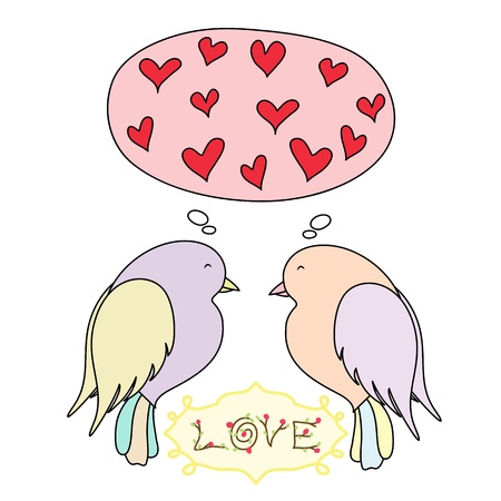 Couple of birds in love  illustration のイラスト素材