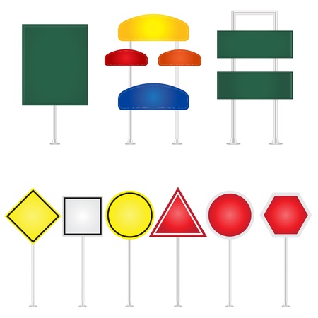 Image of various road signs isolated on a white background  のイラスト素材