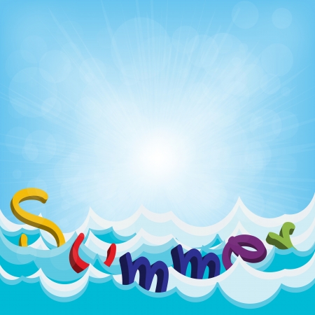 Summer text on the beachのイラスト素材