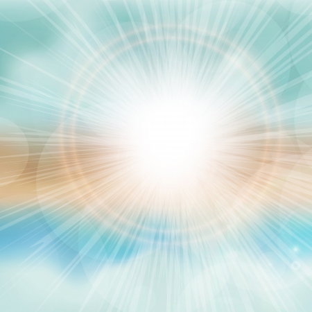 Sea sunset with bright sun, light on lens. EPS10 vector.のイラスト素材