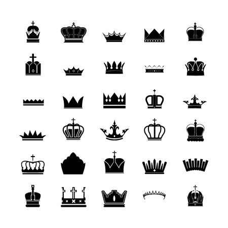 set of 30 silhouette royal crown collectionのイラスト素材