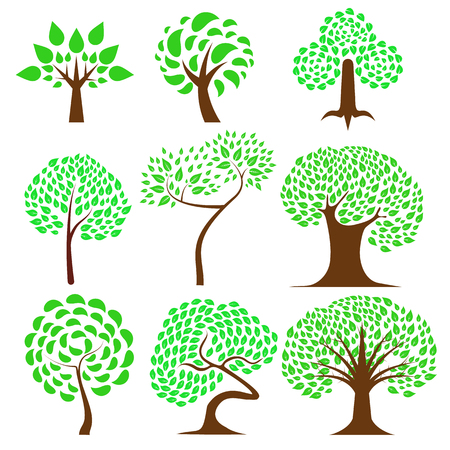 Set 9 of Tree design ,natural vector illustrationのイラスト素材