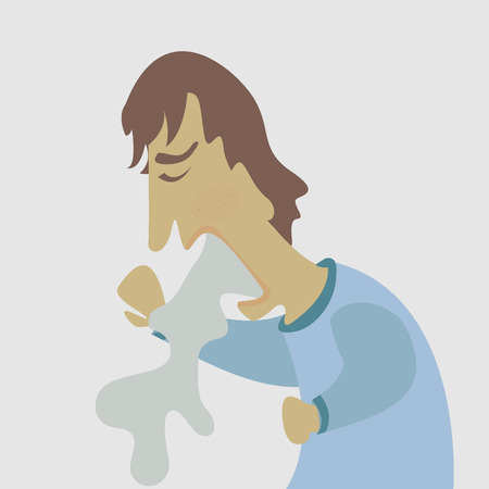 cartoon man spitting waterのイラスト素材