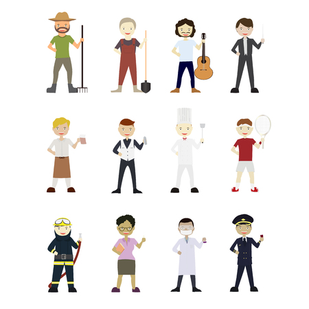 Cartoons Vector Characters Collection: Set of 12 different careers.のイラスト素材