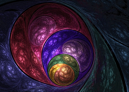 Fractal art simulating a colorful stained glass.の写真素材
