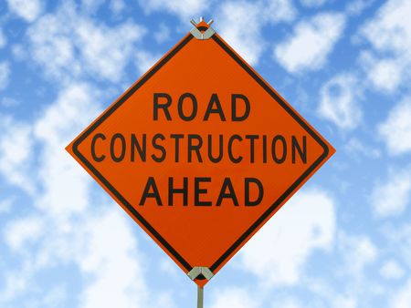 Road construction sign.の写真素材