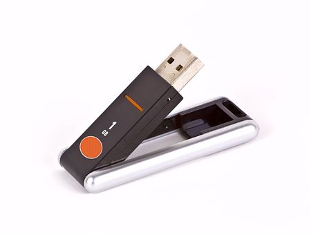 Flash drive isolated on white.