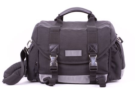 Camera bag isolated on white.の写真素材