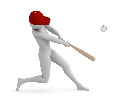 Baseball player hitting the ballの写真素材