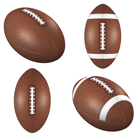 Football balls isolated on whiteの写真素材