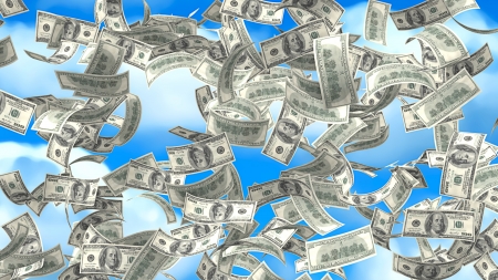 Money dollar bills flying の写真素材