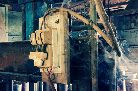 Amazing vintage color in old store, power outlet in shutdown state, full of dusty and spider web, it like bankrupt, failure concept, a sad feelingsの写真素材
