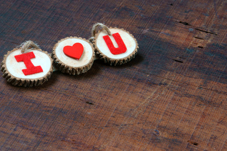 Colourful, harmony Valentine background, amazing style, handmade flower, I love you message on wooden, red color, Valentine day on Feb 14 is the day for couple, they give lovely gift for loverの写真素材