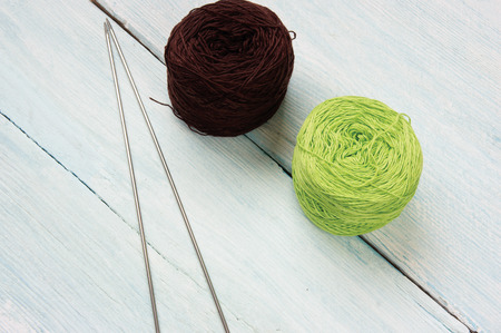 Knit with ball of wool, handmade present for lover with heart, material are colorful wool, needle...