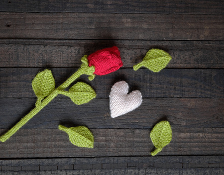 Amazing valentine background in pink colour, symbol of heart, i love you message, rose flower, all gift make handmade, knit from yarn, Valentines day on feb 14 is romantic day for loveの写真素材