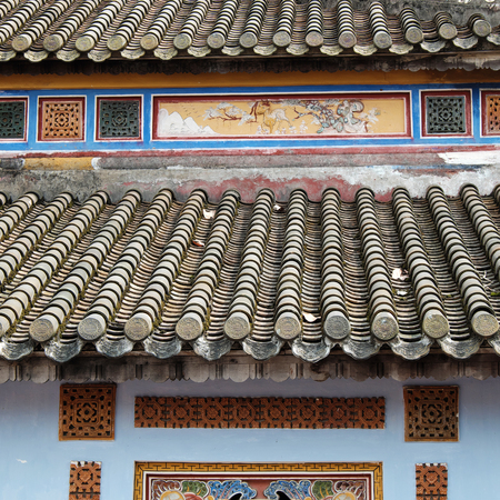 HUE, VIET NAM- FEB 19, 2016: Citadel, an culture heritage with Hoang Thanh (Imperial City),Tu Cam...