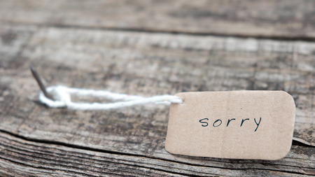 Sorry background on wooden in vintage style, sorry text is message when make hurt for someoneの写真素材