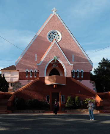 DALAT, VIET NAM- DEC 27, 2016: Ancient French architecture at Da Lat for Vietnam tourism, Domaine de maria church on day, a famous place for travel with old building, Vietnamのeditorial素材