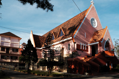 DALAT, VIET NAM- DEC 27, 2016: Ancient French architecture at Da Lat for Vietnam tourism, Domaine de maria church on day, a famous place for travel with old building, Vietnamのeditorial素材