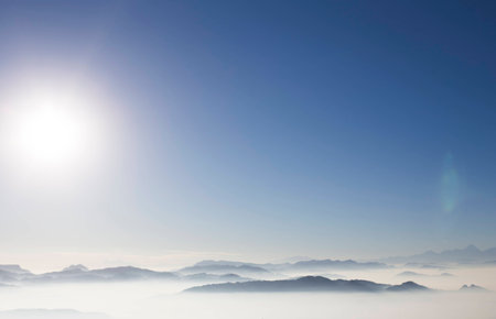 Nature landscape scenery view of a mountain under the blue sky