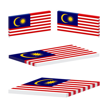Malaysia flag in isometric 3d style. Vector illustration.のイラスト素材