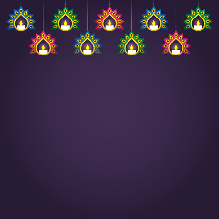 Illustration of colorful diwali diya for Diwali festival backgroundのイラスト素材