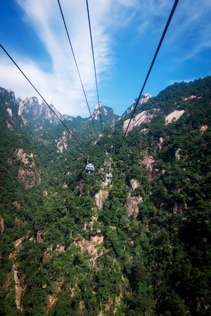cable cars in Huangshan (Yellow Mountain)のeditorial素材