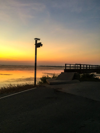 lamp by the reservoir , surin, thailandの写真素材