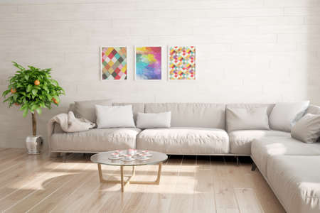 Modern interior design. 3D illustrationの写真素材