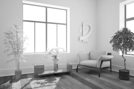 Modern interior design. 3D illustrationの写真素材