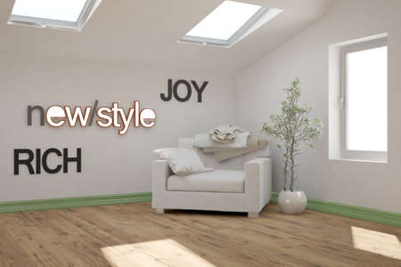 Modern interior design. 3D illustrationの写真素材