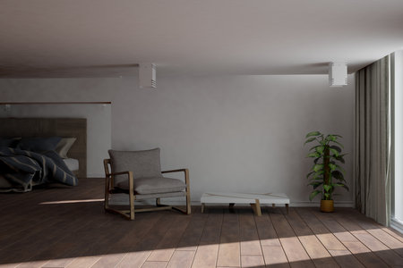 interior of modern house, living room, 3d render illustration