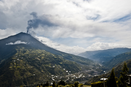  Eruption of a volcano Tungurahua, Cordillera Occidental of the Andes of central Ecuador, South Americaの写真素材